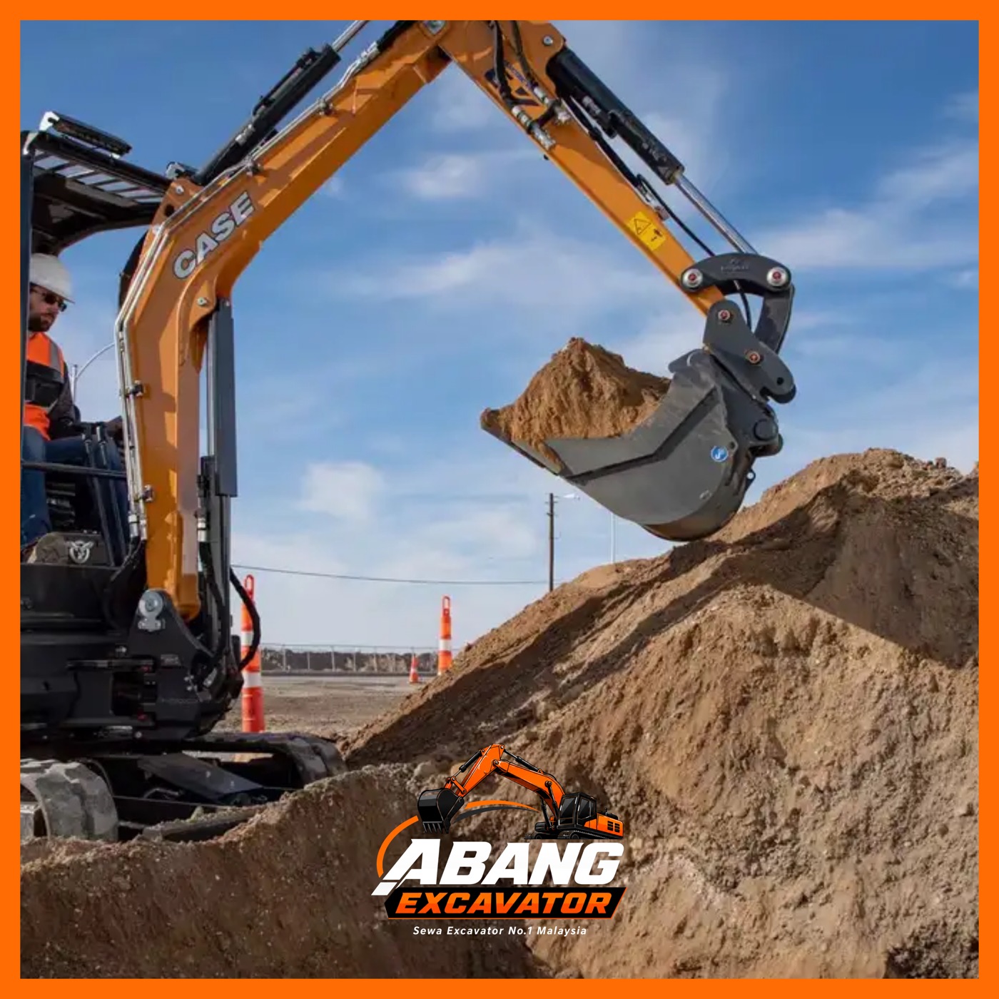 Unit excavator dengan operator CIDB bersedia di tapak